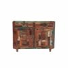 Solid Mango Wood Handcrafted Small Sideboard Carved Indian Furniture Carved Door Cabinet Multi Finish Vanity 90x40x90cm