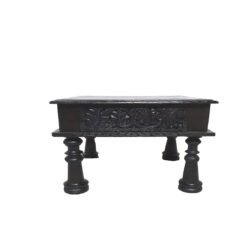 Unique Handcrafted Carved Handmade Mango Solid wood Vintage Antique Indian Furniture Wooden Dark Color Table Coffee Table55x55x45cm