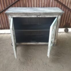 Solid Mango Wood Handcrafted Small Sideboard Carved Indian Furniture Carved Cabinet Whitewash Finish 115x40x90cm