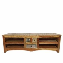 Large Handcrafted Carved Indian Furniture Wooden MutiColour TV Unit Entertainment Media Unit Vintage160x40x50cm