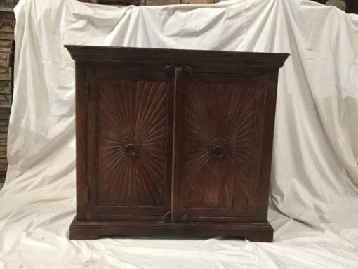 Handcrafted Carved Solid Wood Indian Furniture Contemporary Brown Cabinet 106x50x97cm - Image 2
