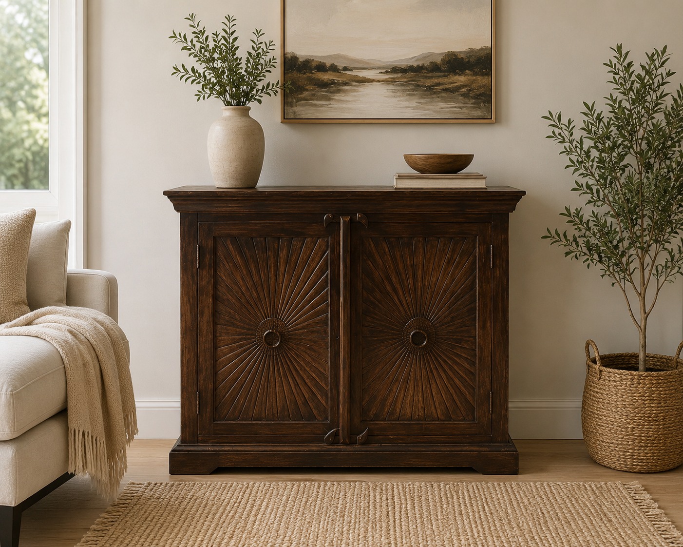 Handcrafted cabinet made with mango wood