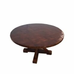 Handcrafted Carved Handmade Indian Furniture Round Wooden Console Hall Way Table Brown 130x130x78cm