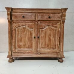 Handcrafted Indian Furniture Solid Wooden Carved Door Cabinet Brown 116x25x105Cm