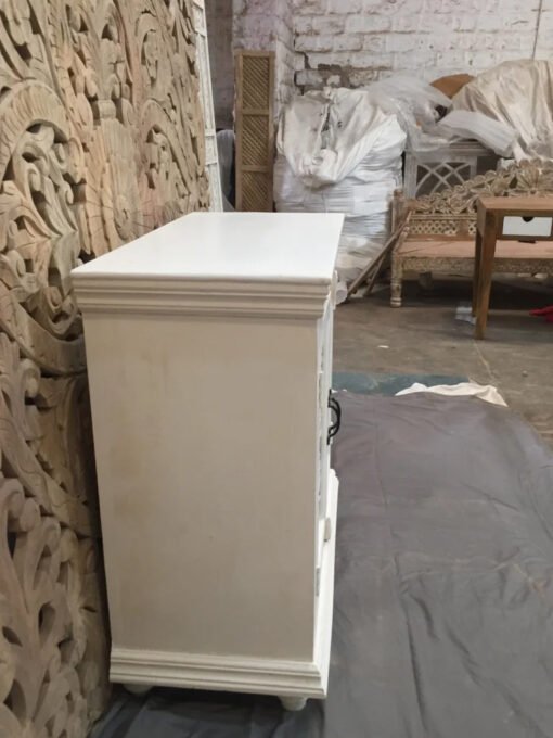 Handcrafted Indian Furniture Handmade Solid Hard Wood Carved Door Cabinet Jali Door White 90x40x90Cm - Image 6