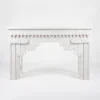 Handcrafted Carved Oriental Style Indian Furniture Wooden Console Table Hallway White 120x35x75Cm