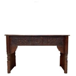 Carved Handmade Indian Furniture Wooden Console Table Hallway Brown 194x48x94Cm