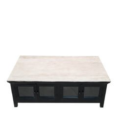 Indian Furniture Carved Handmade Solid Hard Wood Coffee Table With Chest Black 137x77x44Cm