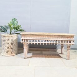 Handmade Indian Furniture Carved Solid Hard Wood Oriental Style Coffee Table Rustic 120x60x60Cm