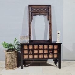 Handmade Indian Furniture Wooden Console Table with Brass Fittings Hallway Brown125X40X76Cm