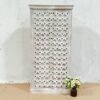 Large Indian Furniture Handcrafted Handmade Solid Hard Wood Metal Fittings Carved 2 Doors Cabinet Cupboard White 90x40x180Cm