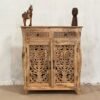 Handmade Solid Hard Wood French Style 2 Doors & 2 Drawers Cabinet Natural 100x40x90Cm