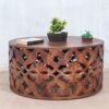 Handmade Indian Furniture Solid Hard Mango Wood Carved Coffee Table Bristol Brown 40x90x90Cm