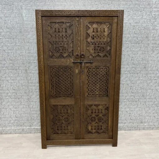 Handmade Carved Indian Style Solid Hard Wood Moroccan Custom double sided work done on doors 140x220Cm
