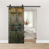 Eclectic Vintage Barn Door Rustic Carved Sage Green Door Panel Sliding Door Architectural Unique Eclectic 250x100cm