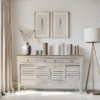 Handcrafted Carved Indian Furniture Handmade Solid Wood White Sideboard 183x40x90Cm