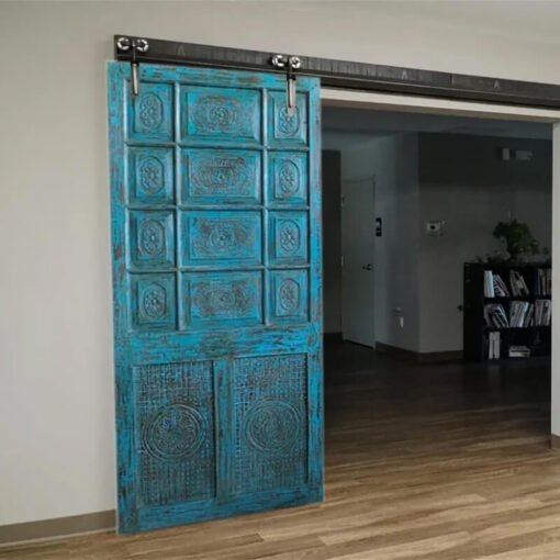 Rustic Farmhouse Vintage Sliding Barn Doors Single Carved Barn Doors Unique Eclectic 210x 100cm