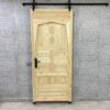 Handmade Carved Indian Style Solid Hard Wood Moroccan Custom Single Sliding Barn Door Natural 100x220Cm