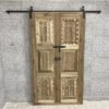 Handmade Carved Indian Style Solid Hard Wood Moroccan Custom Double Sided Work done On Doors Walnut 140x220Cm