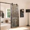 Vintage Barn Door Washed Beige Distressed Reclaimed Wood Bedroom Doors Rustic Sliding Barndoor Unique Eclectic 210x100cm