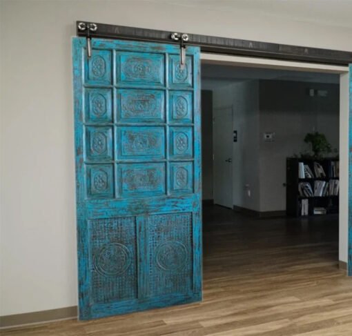 Rustic Farmhouse Vintage Sliding Barn Doors Single Carved Barn Doors Unique Eclectic 210x 100cm - Image 2