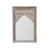 Mehrab Indian Hand Carved Mirror Arched Globe Wooden Wall Decor 80x120cm Bleach