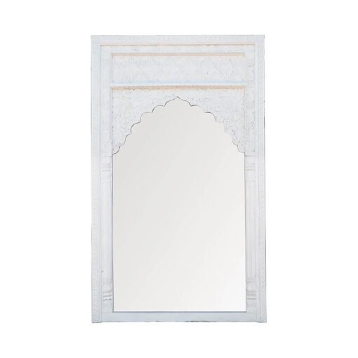 Mehrab Carved Mirror Frame White 100 x 150