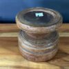 WOODEN SEED CANDLE HOLDERS Dark Brown 13x13x11cm