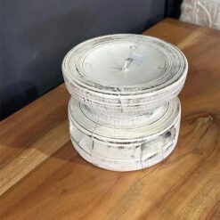 WOODEN SEED CANDLE HOLDERS Natural 13x13x11cm