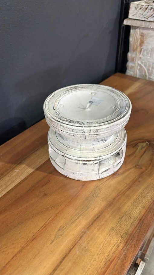 WOODEN SEED CANDLE HOLDERS Natural 13x13x11cm