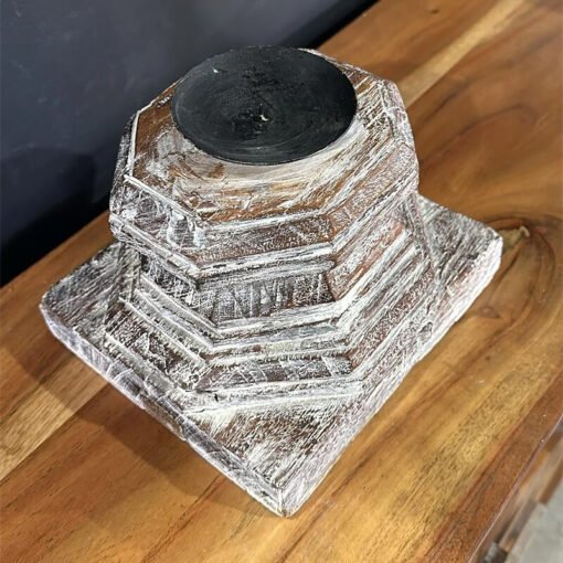 Pyramid Style Candle Stand Rustic White 18x21x16cm