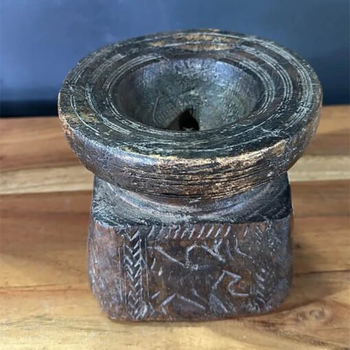 Wooden Seed Candle Holder 15x15x13cm