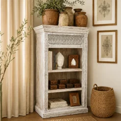 Whitewash Antique Bookshelf 90x40x180cm