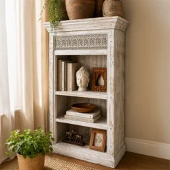 Alternative view of Whitewash Antique Bookshelf 90x40x180cm