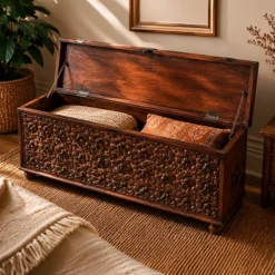 Alternative view of WOODEN BLANKET BOX 120x45x45cm
