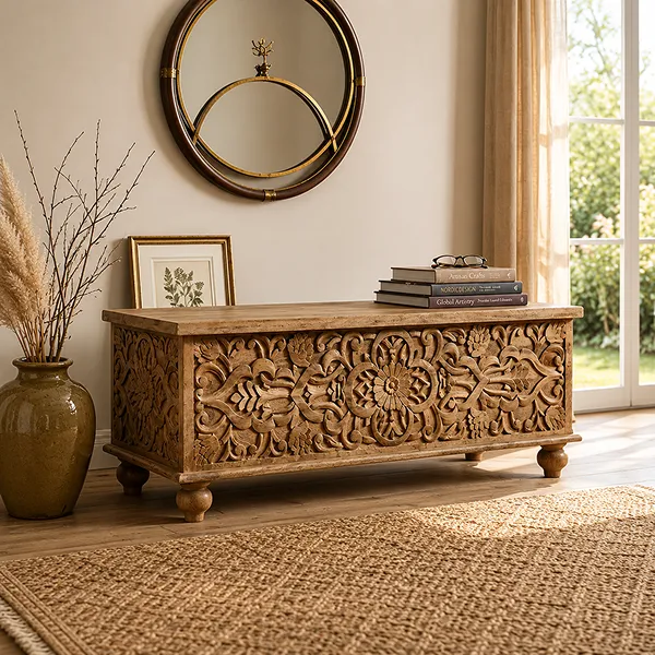 WOODEN BLANKET BOX 120x45x45cm