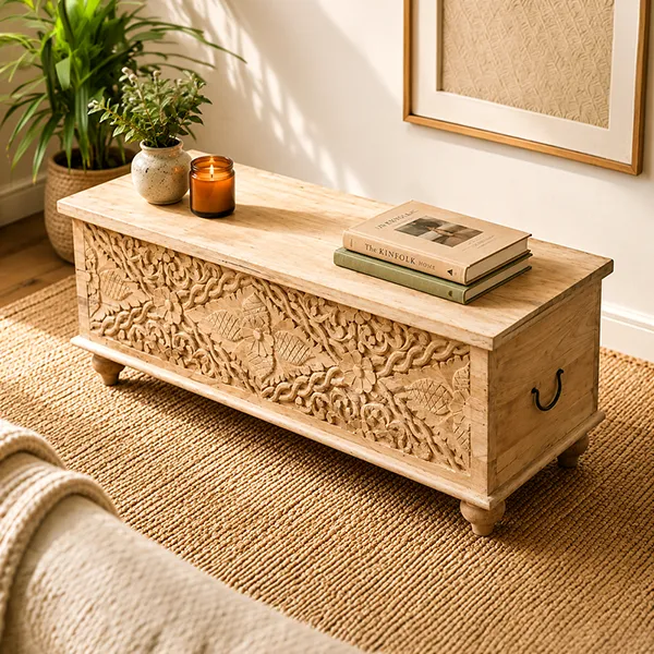 WOODEN BLANKET BOX 120x45x45cm - Image 3