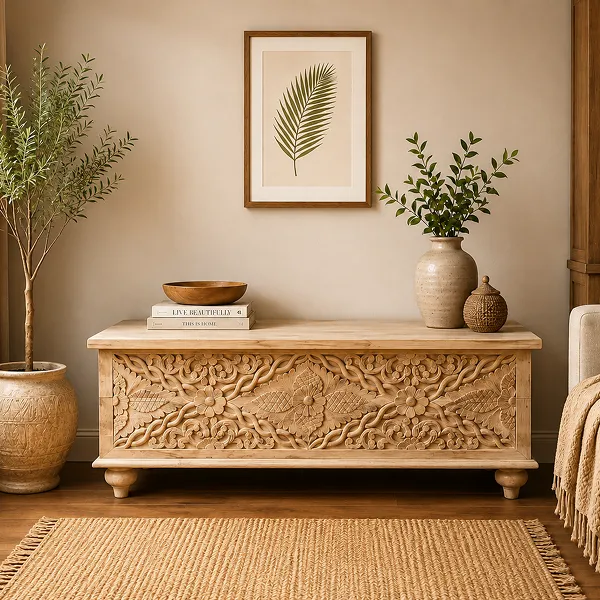 WOODEN BLANKET BOX 120x45x45cm