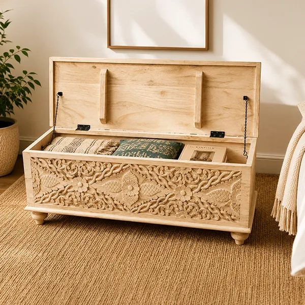 WOODEN BLANKET BOX 120x45x45cm - Image 2