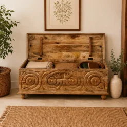 Alternative view of WOODEN BLANKET BOX 120x45x45cm