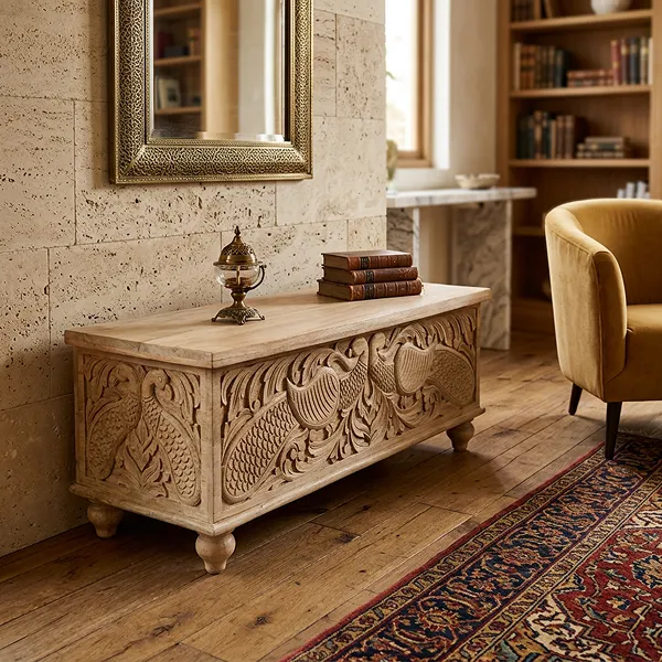 WOODEN BLANKET BOX 120x45x45cm - Image 2