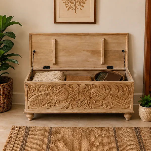 WOODEN BLANKET BOX 120x45x45cm - Image 3