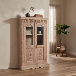 Wooden Glass Almirah 93x42x154cm