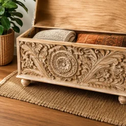 Alternative view of WOODEN BLANKET BOX 120x45x45cm