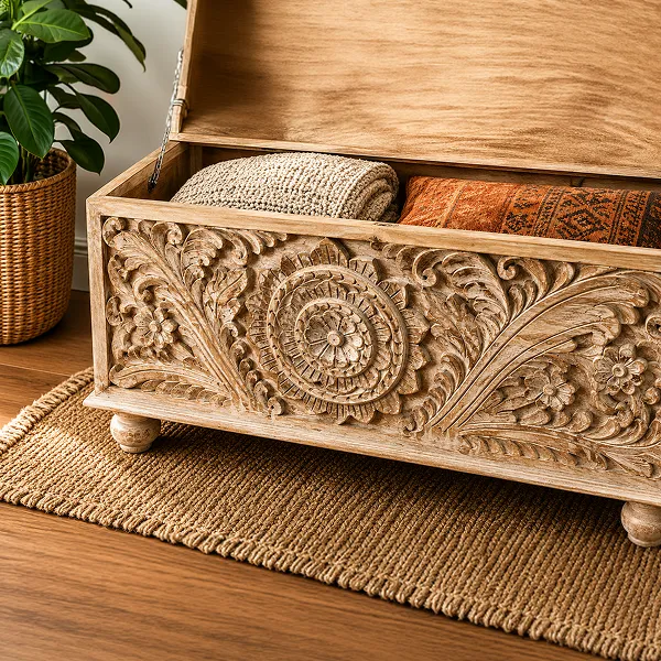 WOODEN BLANKET BOX 120x45x45cm - Image 2