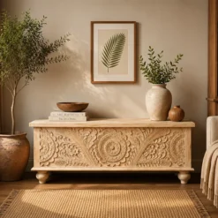 WOODEN BLANKET BOX 120x45x45cm
