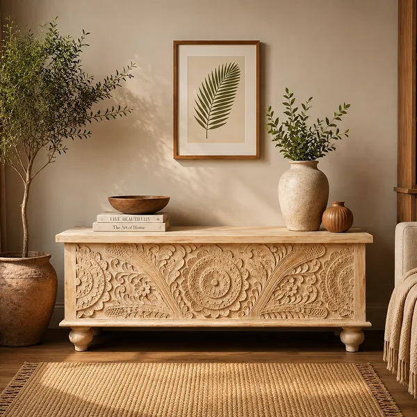 WOODEN BLANKET BOX 120x45x45cm
