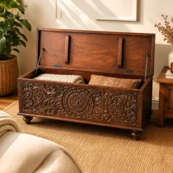 Alternative view of WOODEN BLANKET BOX  120x45x45cm