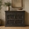 artisanal rich wood finish vintage style handcrafted cabinet