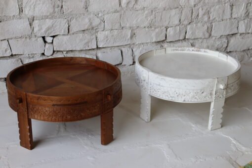BROWN WOODEN GRINDER TABLE 80x80x30cm - Image 8